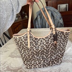 Coach Brown and Tan Signature Tote